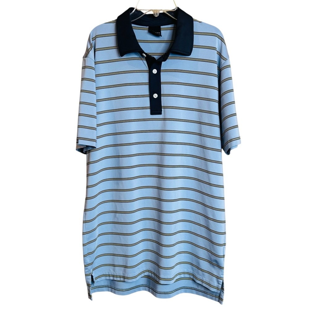 Dunning Golf Performance Blue Stripe size M Men's Outdoor Performance Polo Shirt